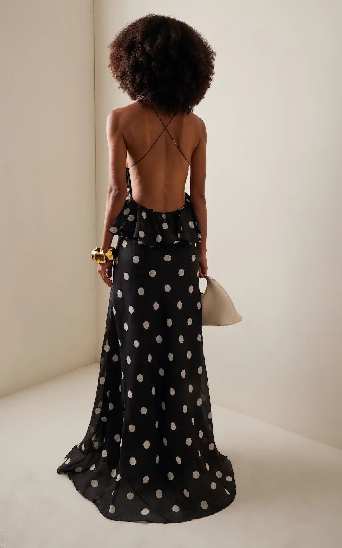 Zimmermann Crush Ruffle Halter Maxi Dress in Black/Cream Dot Size 2 / AU 12 photo 3