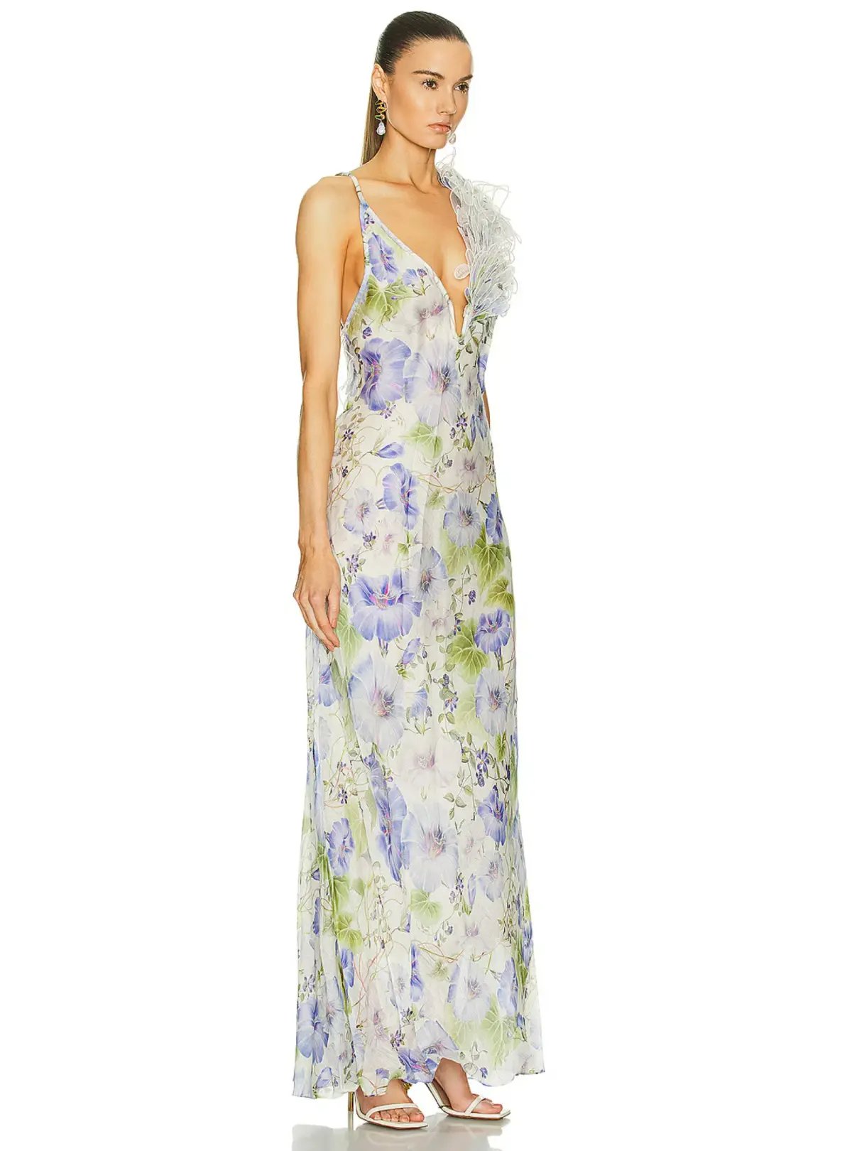 Zimmermann Natura Feather Slip Gown In Blue Floral Size 0 / AU 8 photo 2