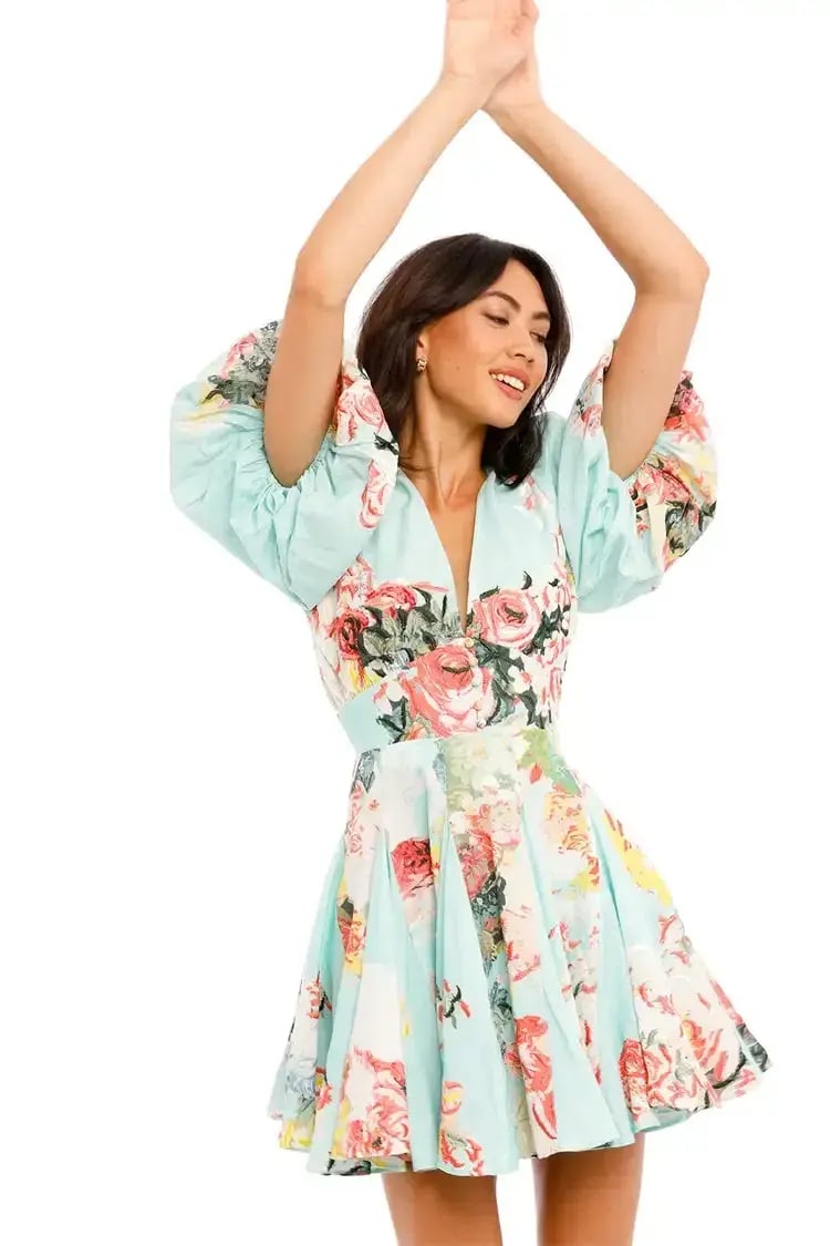 Hemant & Nandita Sage Skater Dress Multi Print Size 8 photo 3