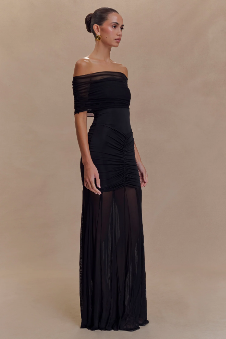 Meshki Caspian Slink Mesh Off Shoulder Black photo 4