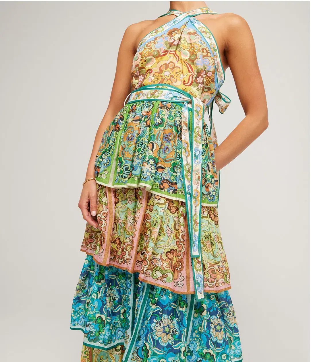 Alemais Dreamer Halter Tier Dress in Multi Size 10 photo 2