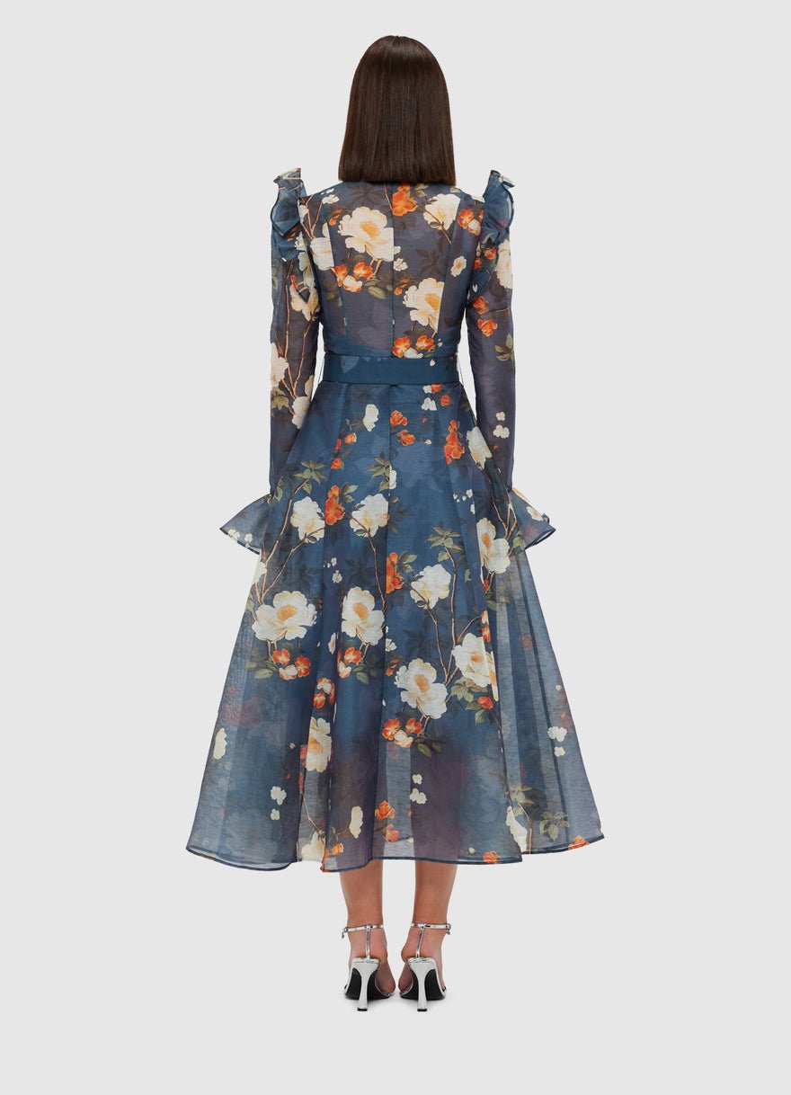 Leo Lin Katrina Butterfly Sleeve Midi Dress - Pear Blossom Print photo 3
