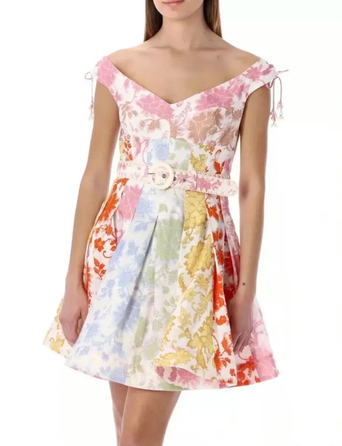Zimmermann Postcard Spliced Mini Dress Spliced Tonal Floral Size 2 /Au 12 photo 2