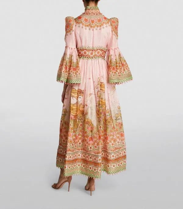 Zimmermann Kaleidoscope Bell Sleeve Gown Leo Zodiac Print Size 2 / AU 12 photo 2