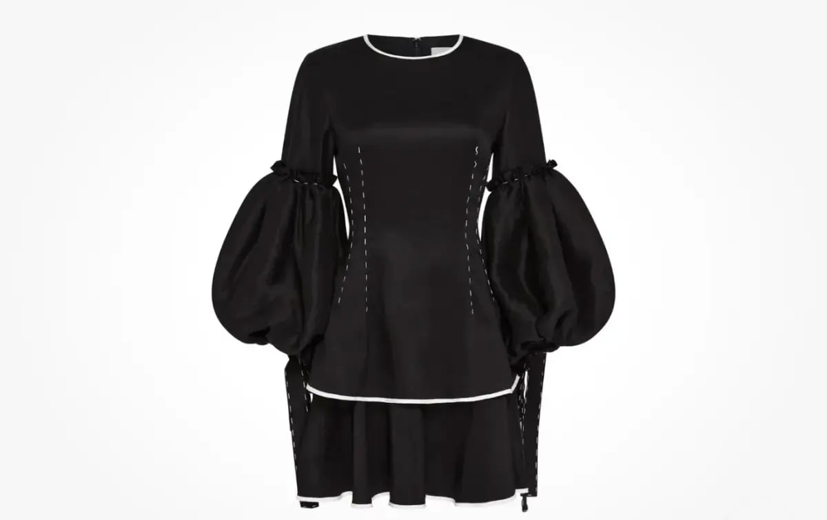 AJE Black Gracious Tiered Linen Blend Mini Black Size AU 10 photo 2