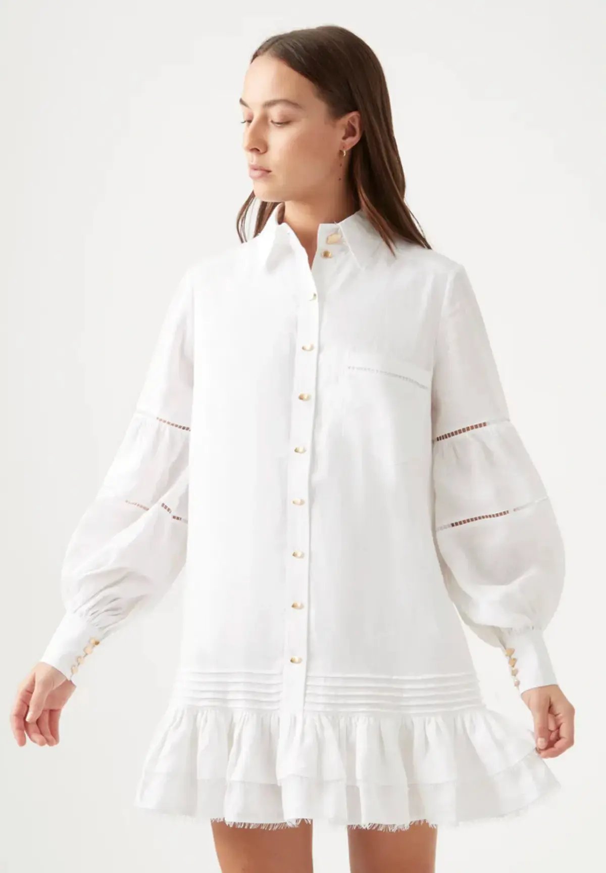 Aje Lotus Shirt Mini Dress White Size 12 photo 2