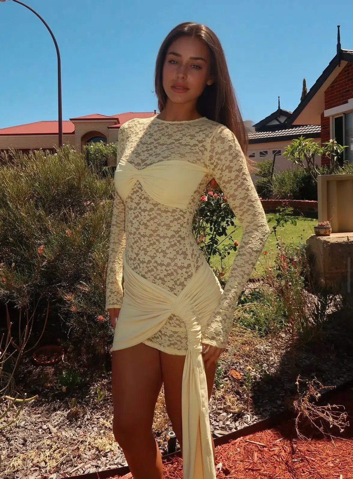 Deconduarte Ortigia MIni Dress in Baby Yellow Size 8 photo 3