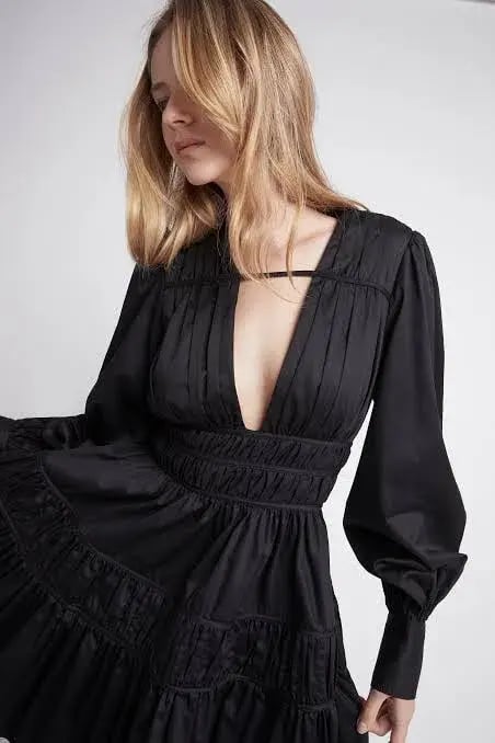 Aje Fallingwater Gathered Mini Dress Black Size 8 photo 3