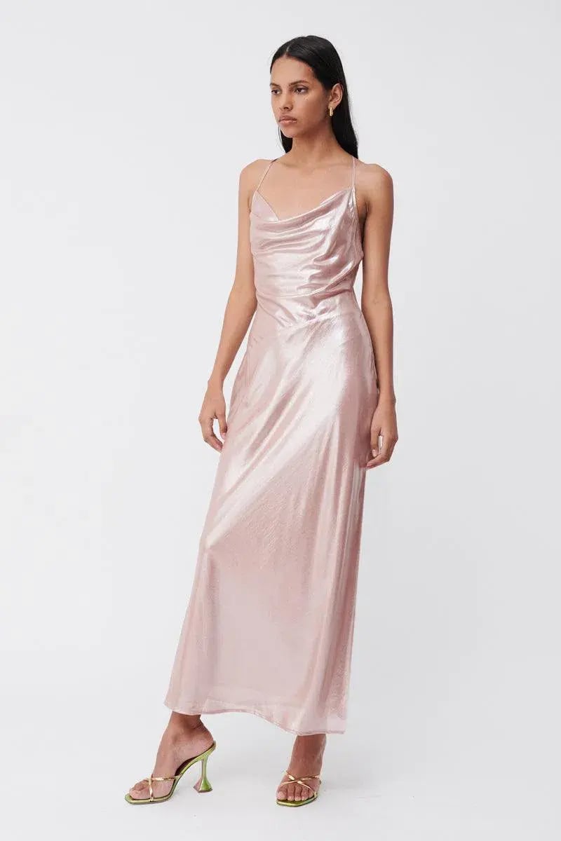 Suboo Draped Cowl Maxi Slip Dress Pink Rosa Size M / AU 10 photo 2