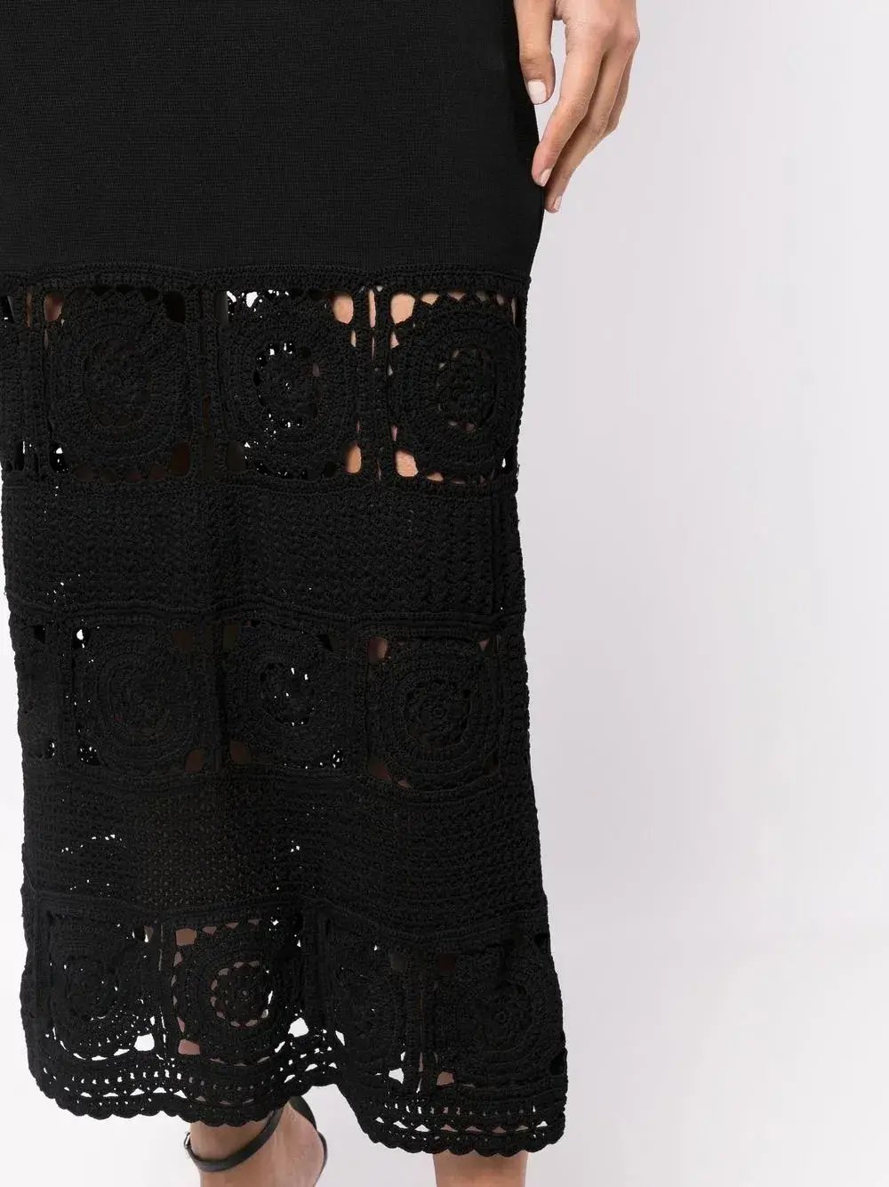 Rebecca Vallance Romina Crochet Trimmed Midi Dress Black Size L AU 12 photo 4