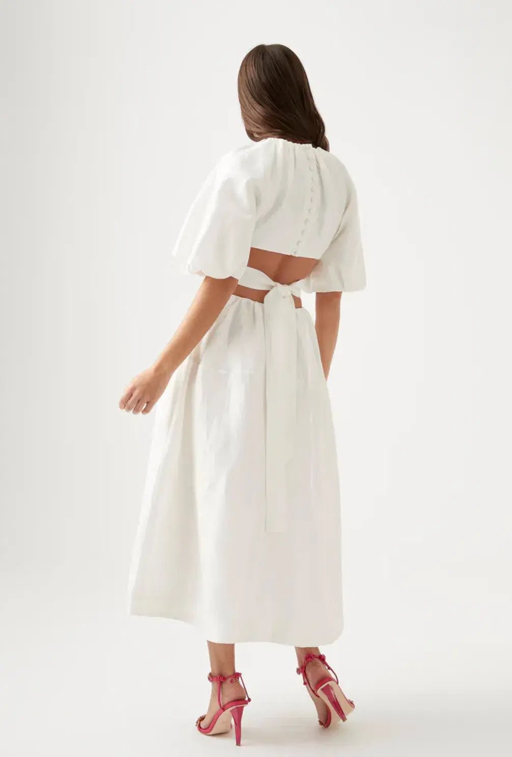 Aje Mimosa Cutout Midi Dress Ivory Size AU 4 photo 2