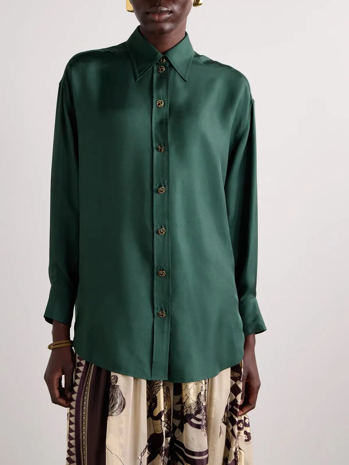 Zimmermann SET Pavilion Relaxed Silk Shirt and Wide Leg Pants Set in Pine Green Size 0 / AU 8 photo 5