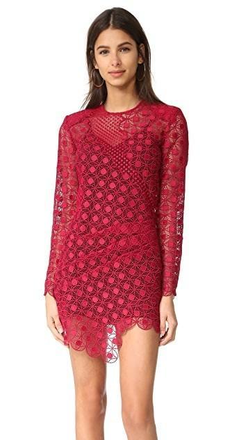 Self Portrait Strike Mini Dress red size 10 photo 4
