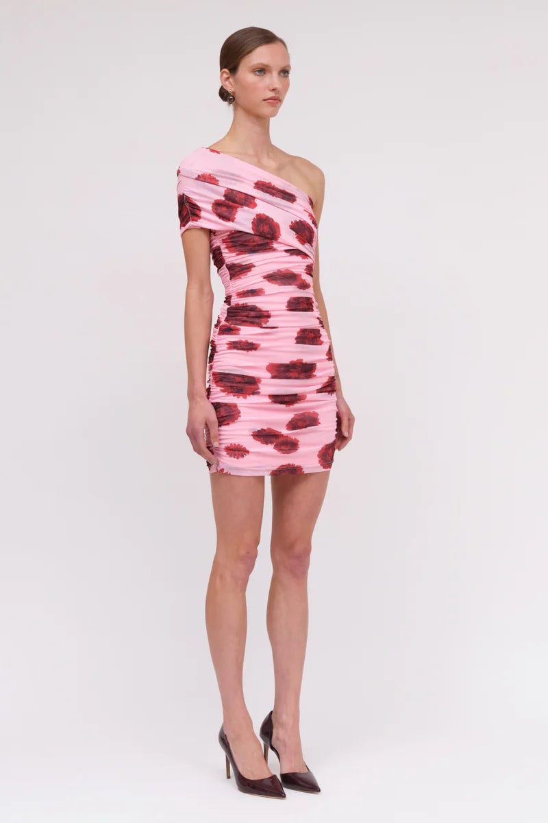 SUBOO LUCA MESH OFF SHOULDER MINI DRESS - PINK RED photo 2