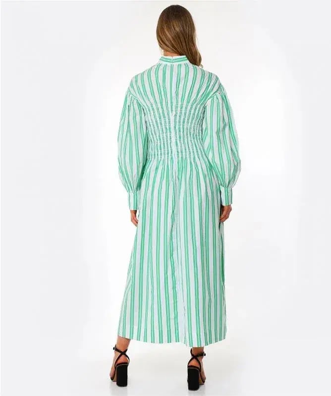 Ganni Stripe Midi Dress Green Size AU 8 photo 2