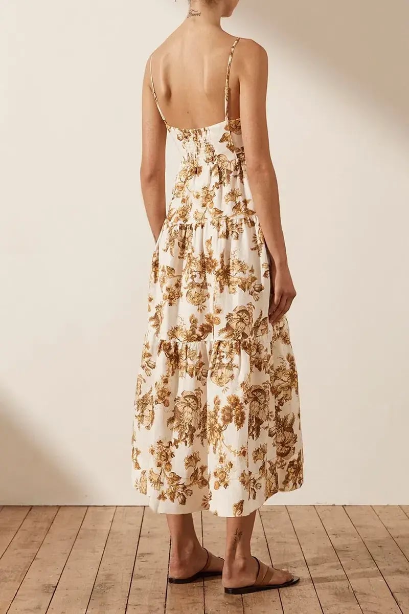 Shona Joy Bella Lined Corded Tiered Midi Dress Print Size 10 photo 3