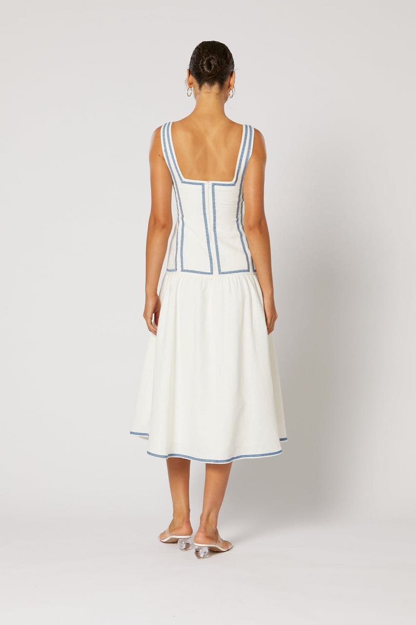 WINONA VITTORIA MIDI DRESS - WHITE BLUE photo 4