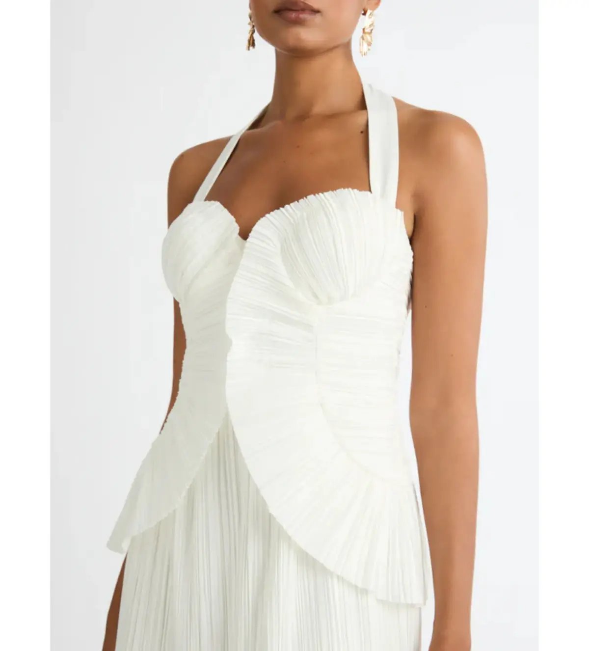 Sheike Peyton Pleated Mini Dress in Ivory Size AU 8 photo 2