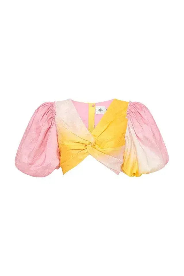 Aje Cloud Burst Cropped Blouse and Skirt Set in Pink Size AU 6 photo 4