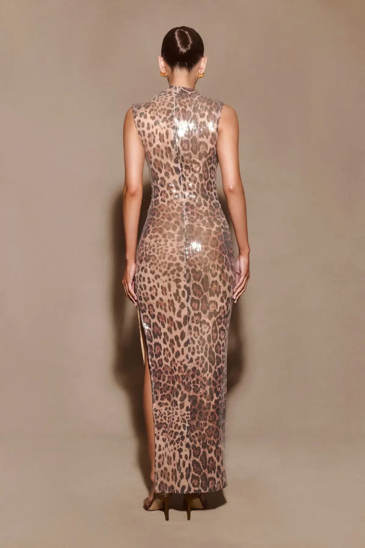 Meshki Veronica Sequin Midi Dress in Leopard Print Size 8 photo 2