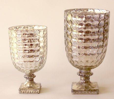 Silver Mercury Glass Footed Lanterns with led lights photo 5