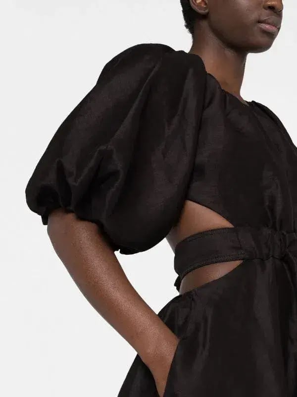 Aje Mimosa Puff Sleeve Midi Dress Black Size 8 photo 2