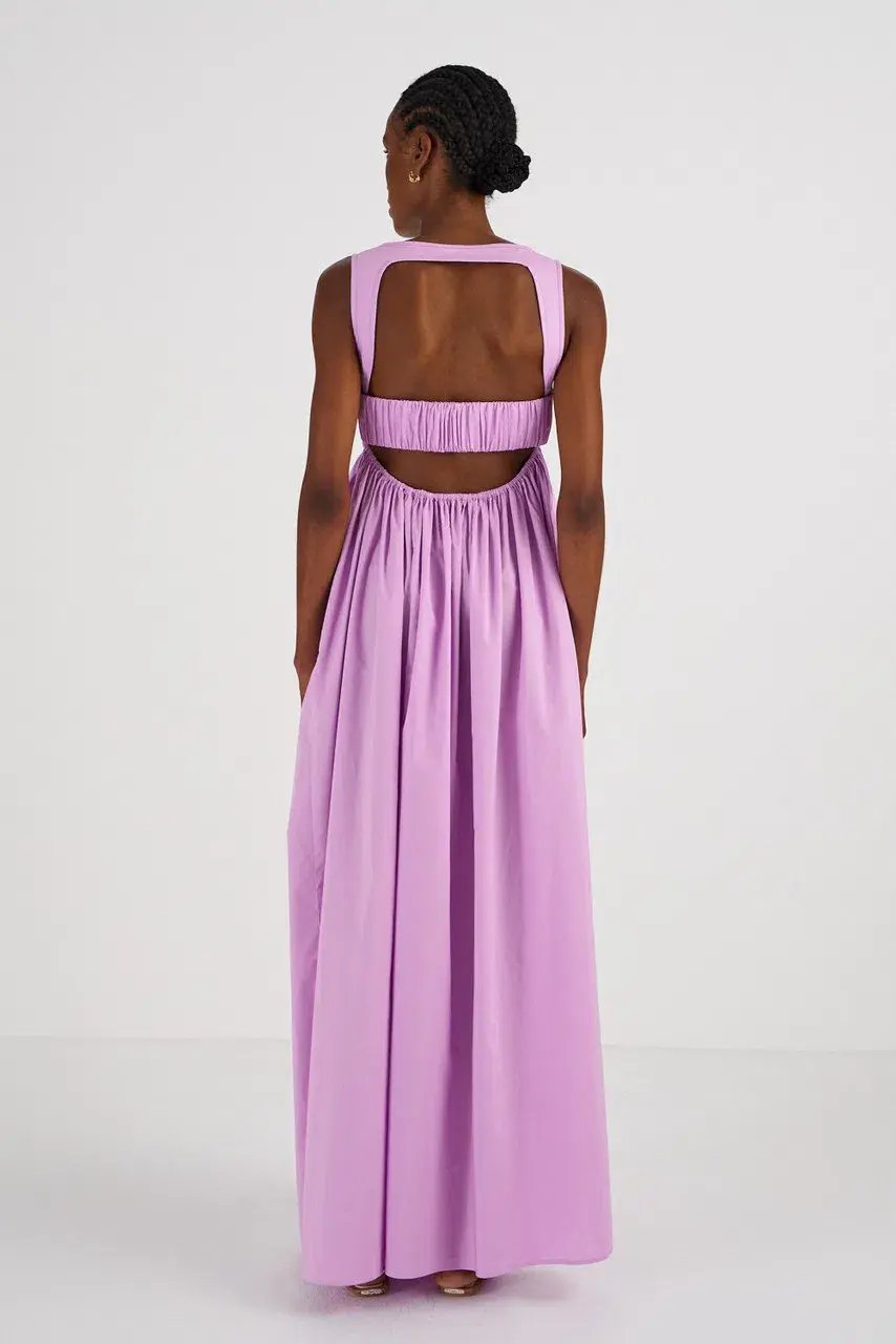 OROTON Strappy Open Back Poplin Maxi Sundress in Wisteria Purple Size 6 photo 5