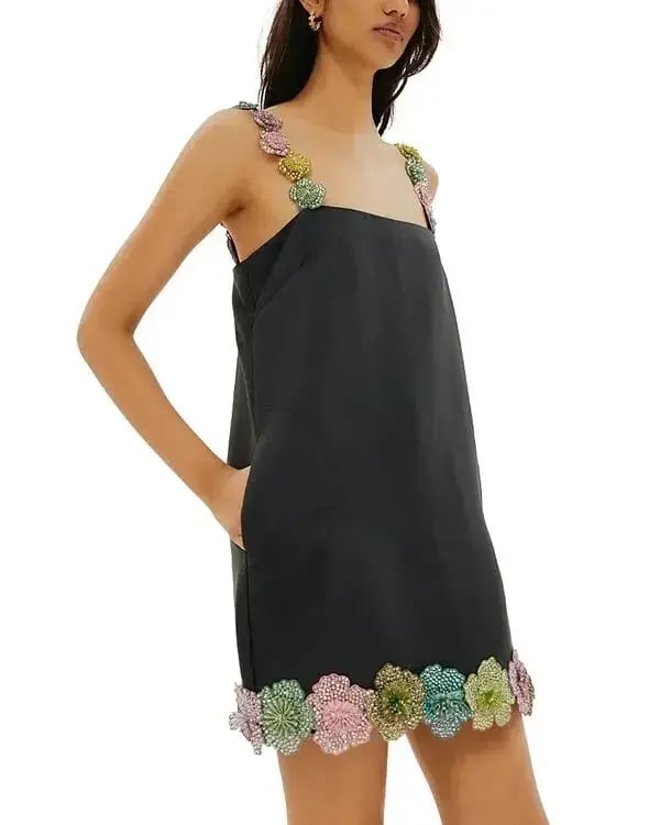 ALEMAIS Lolita Floral Beaded Mini Dress Black 10 AU photo 9