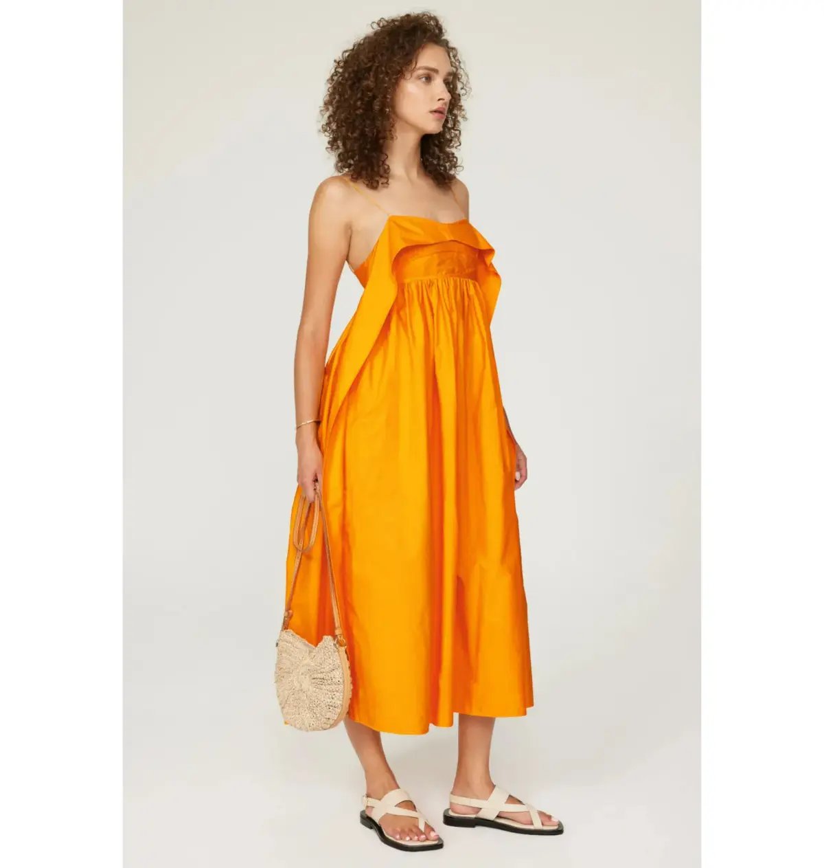 Cecilie Bahnsen Susa Midi Dress Orange Size AU 8 photo 2