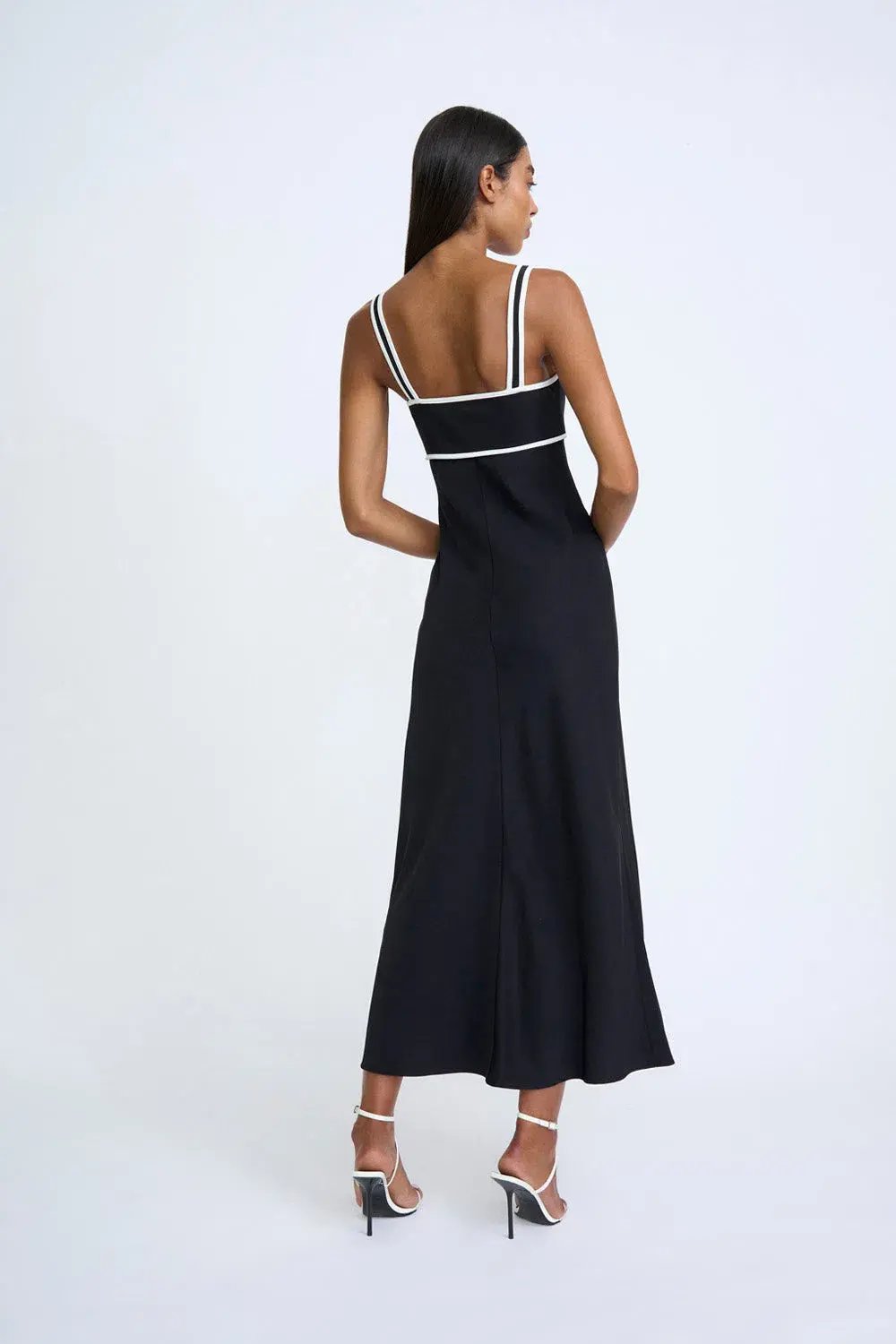 By Johnny Basia Boned Bustier Midi Dress Black Ivory Size 6 photo 3