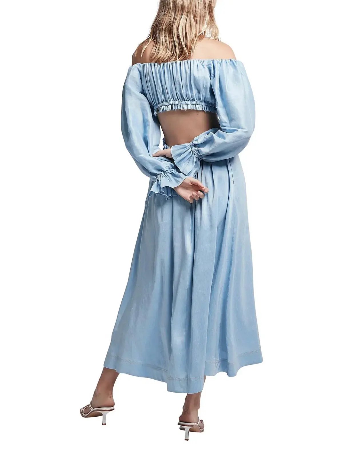 Aje Overture Blouson Midi Dress Blue Size 6 photo 2