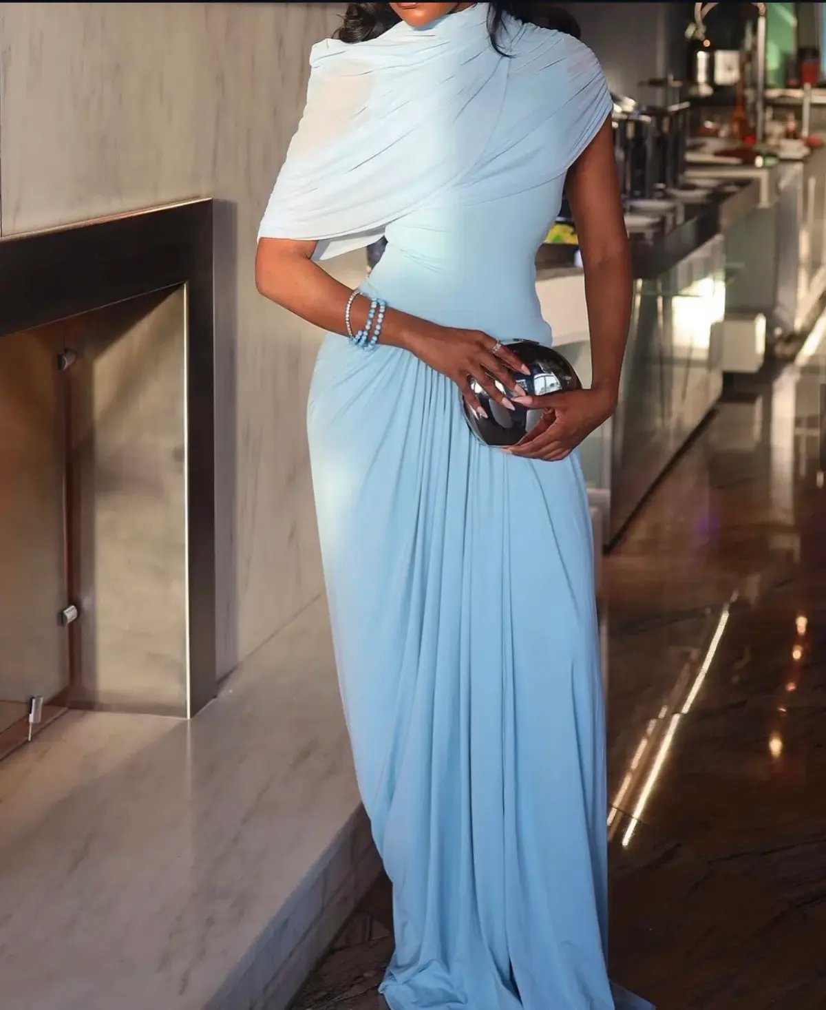 Deme By Gabriella Jasmine Pleated Floor Length Gown Dress in Baby Blue Size S / AU 8 photo 5