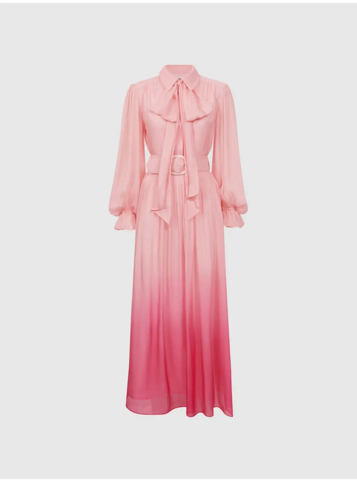 Leo Lin Cassie Tie Neck Midi Dress Ombre Pink Size 12 photo 5