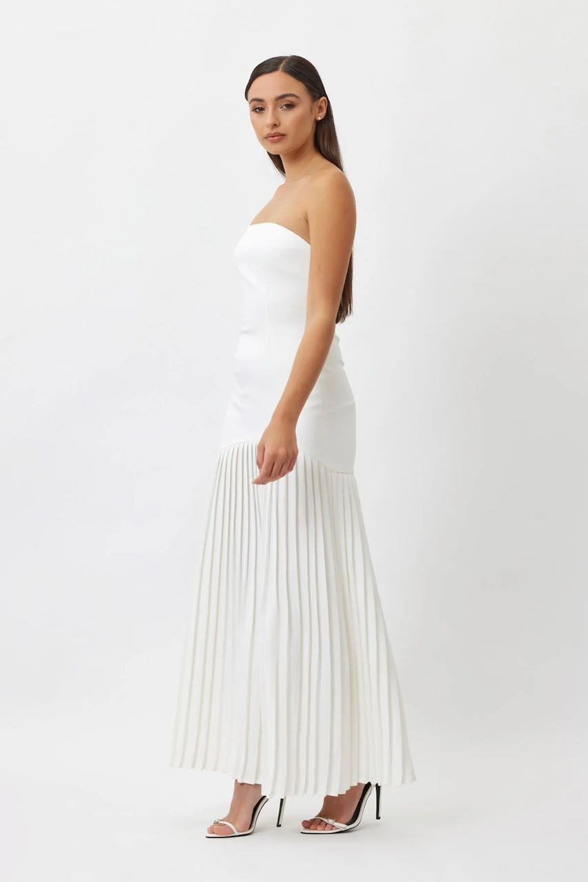 BIANCA & BRIDGETT MARA PLEATED DRESS - WHITE photo 4