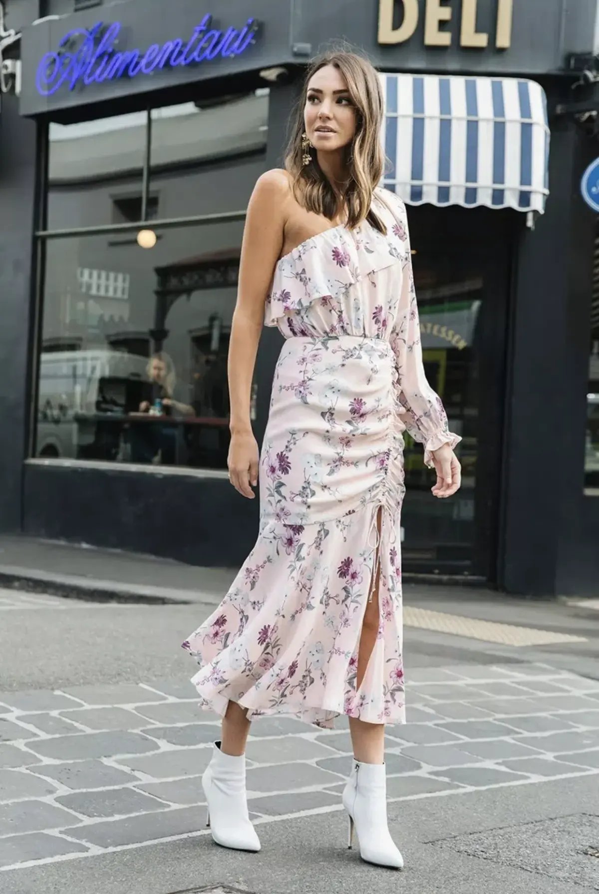 Steele Dahlia One Shoulder Dress Pink Floral Size 6 photo 4
