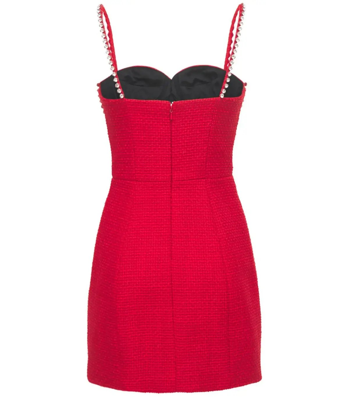 Area NYC Red Embellished Tweed Bustier Dress Red Size AU 6 photo 5