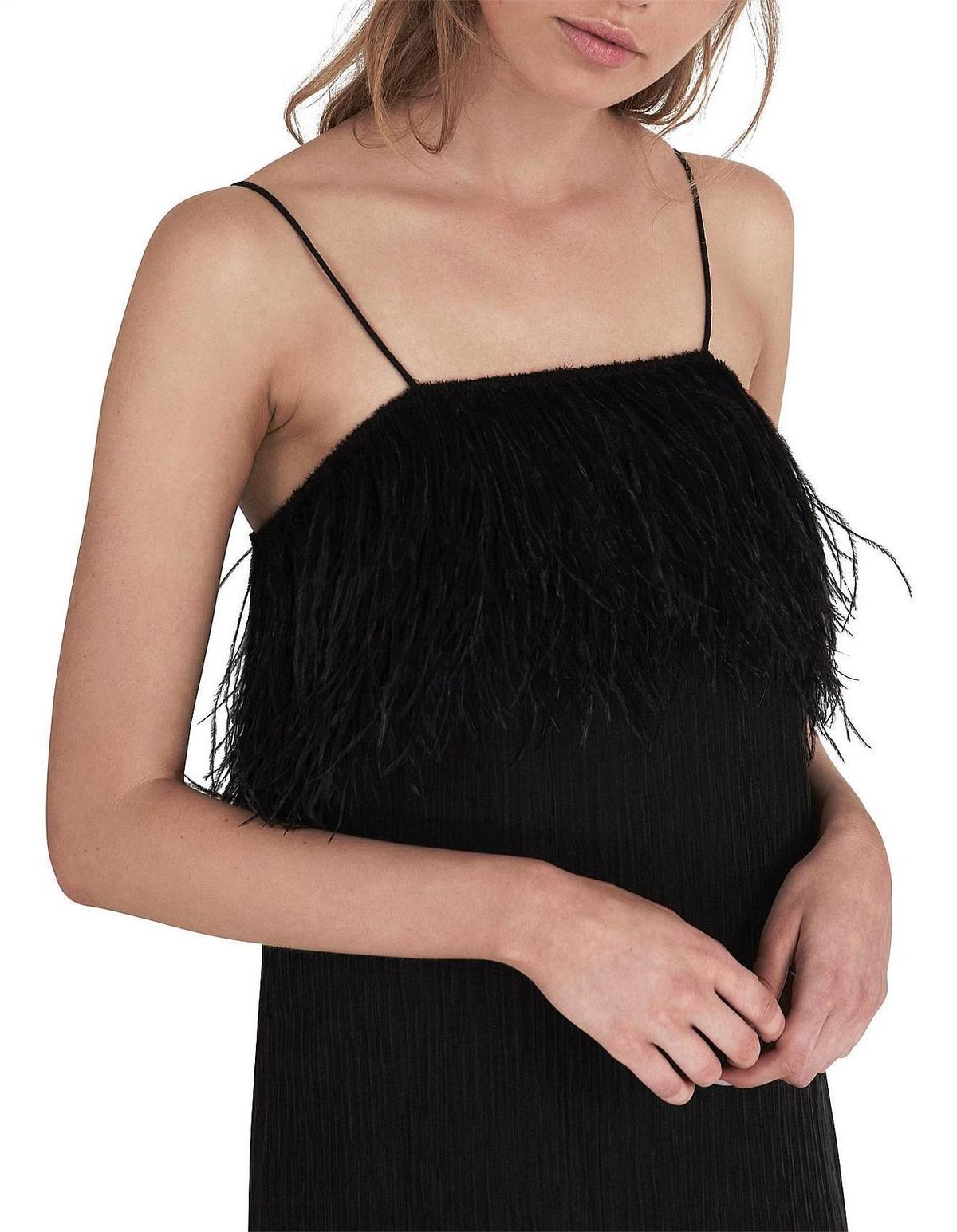 Aje Pellew Feather Mini Dress Black Size 8 photo 4
