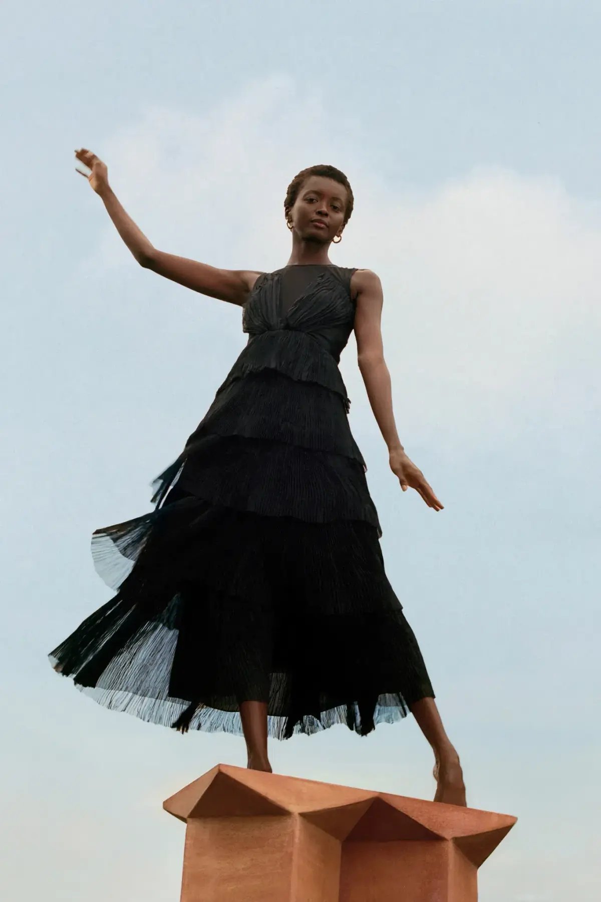 Aje Escapist Black Tiered Maxi Dress Size 10 photo 6