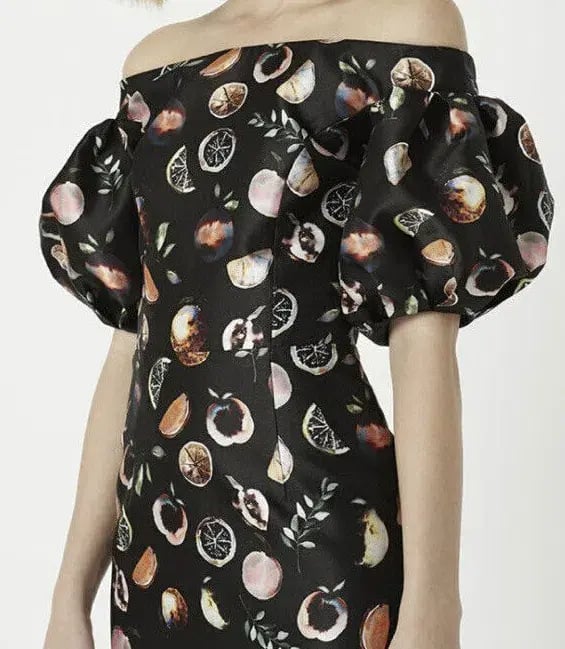 Rebecca Vallance Pranzo Fruit Print Midi Black Size AU 8 photo 2