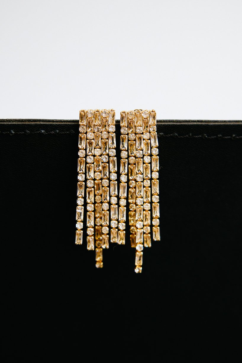 Celeste Starre Studio 54 Waterfall Crystal Earrings Gold photo 3