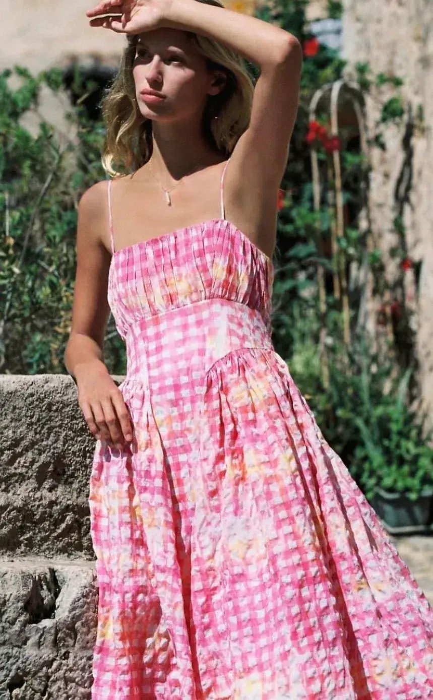 Steele Marina Midi Dress in Hypno Gingham Print Size AU 8 photo 3