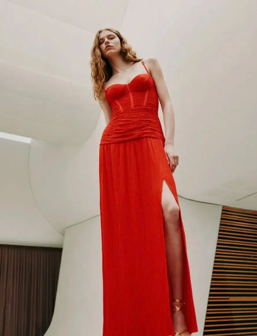 Manning Cartell Double Time Pleat Dress Red Size 8 photo 6