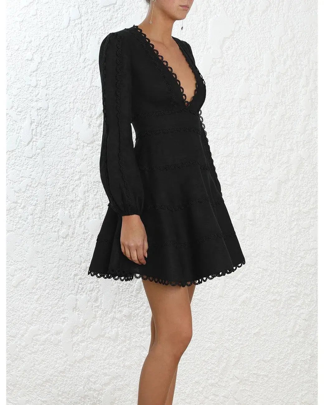 Zimmermann Heathers Flounce Short Dress Black Size 1/Au 10 photo 4