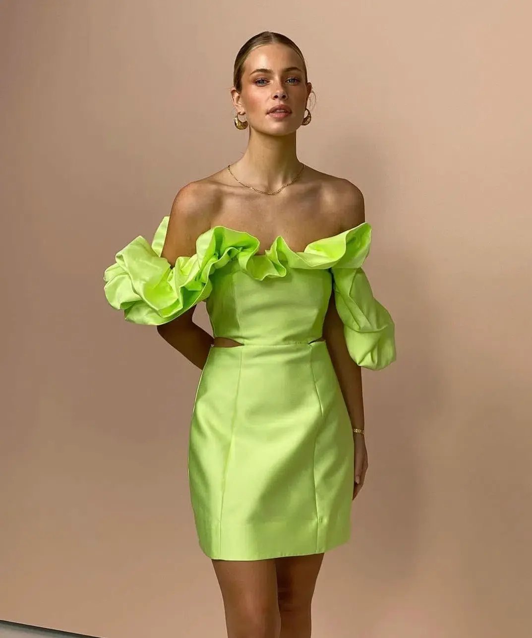 Alemais Suzi Off Shoulder Mini Dress Green Size 10 photo 3