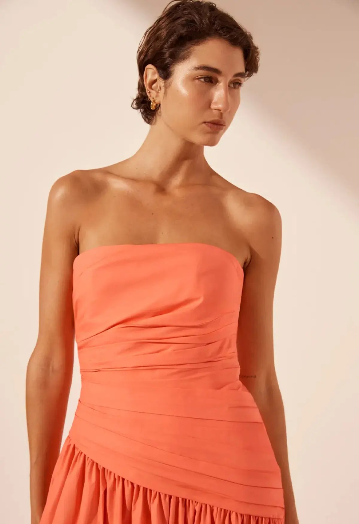 Shona Joy Maiori Strapless Tiered Maxi Dress in Coral Size 6 photo 2