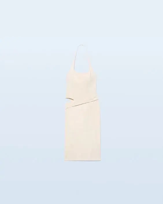 Jacquemus La Robe Hielo Asymmetric Dress Off White Size 10 photo 4