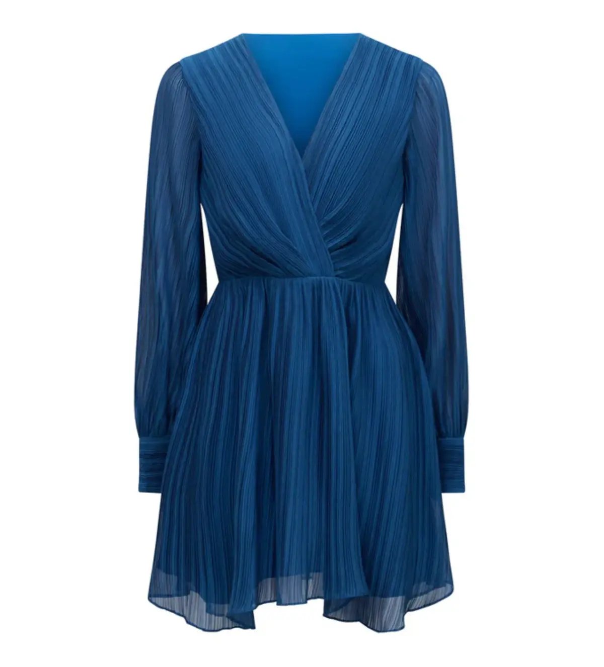 Forever New Genevieve Crinkle Pleated Mini Dress in Blue Size 12 photo 5