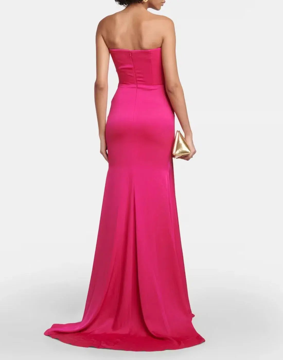 Alex Perry Strapless Draped Crêpe Satin Gown Raspberry Size AU 8 photo 2