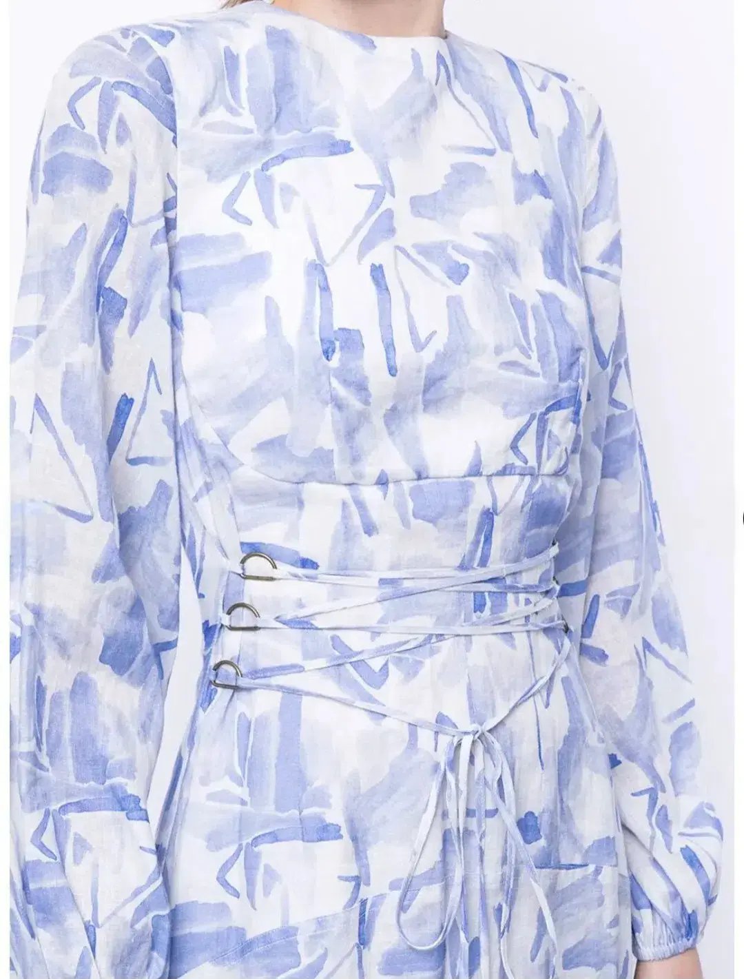 Rachel Gilbert Faris Abstract Print Dress Blue/White Size 3/AU 14 photo 5