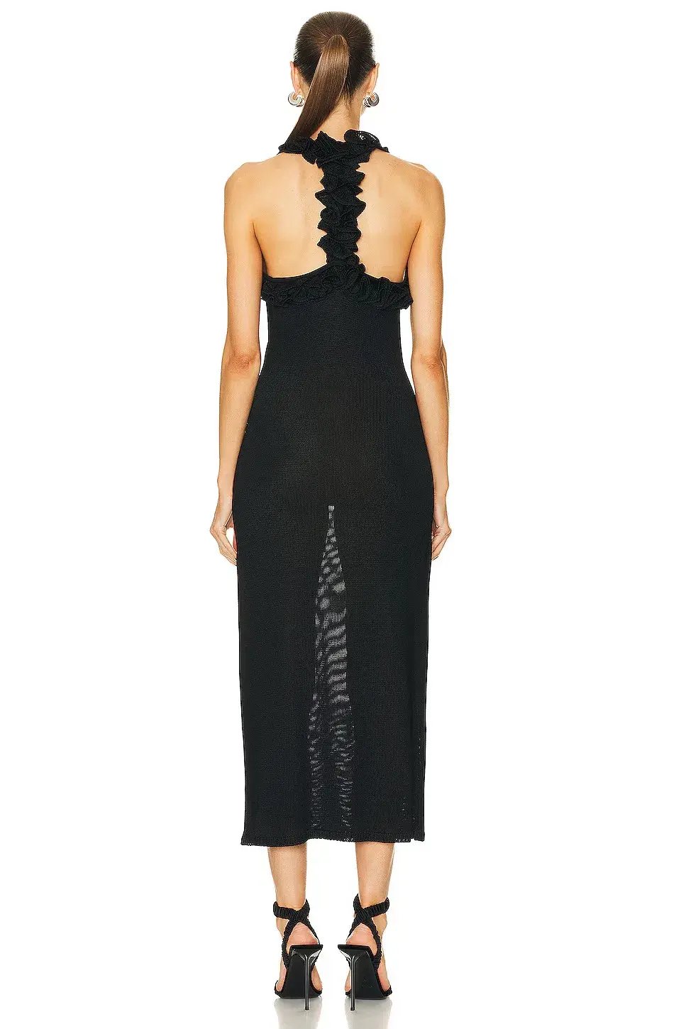Zimmermann Matchmaker Ruffle Neck Midi Dress Black Size 0 / AU 8 photo 3